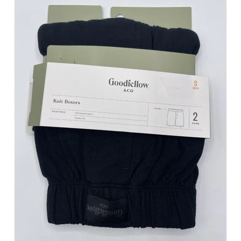 Goodfellow‎ & Co Knit Boxers Mens Size Small 30-31 Black Soft Stretch Fabric
